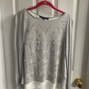 White House Black Market Silver Embellished Top